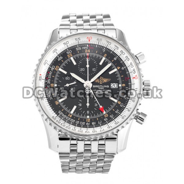 Steel Black Dial Breitling Navitimer World 46MM Replica Watches For Men