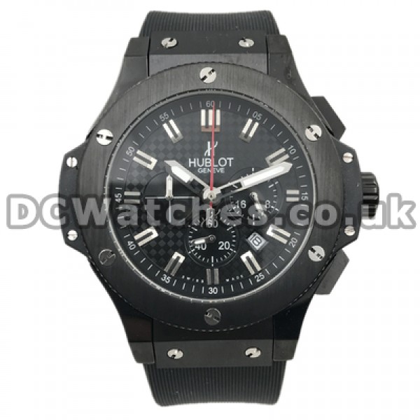 Cool 44MM Quartz Movements Hublot Big Bang Fake Watches For Men With Black Dials